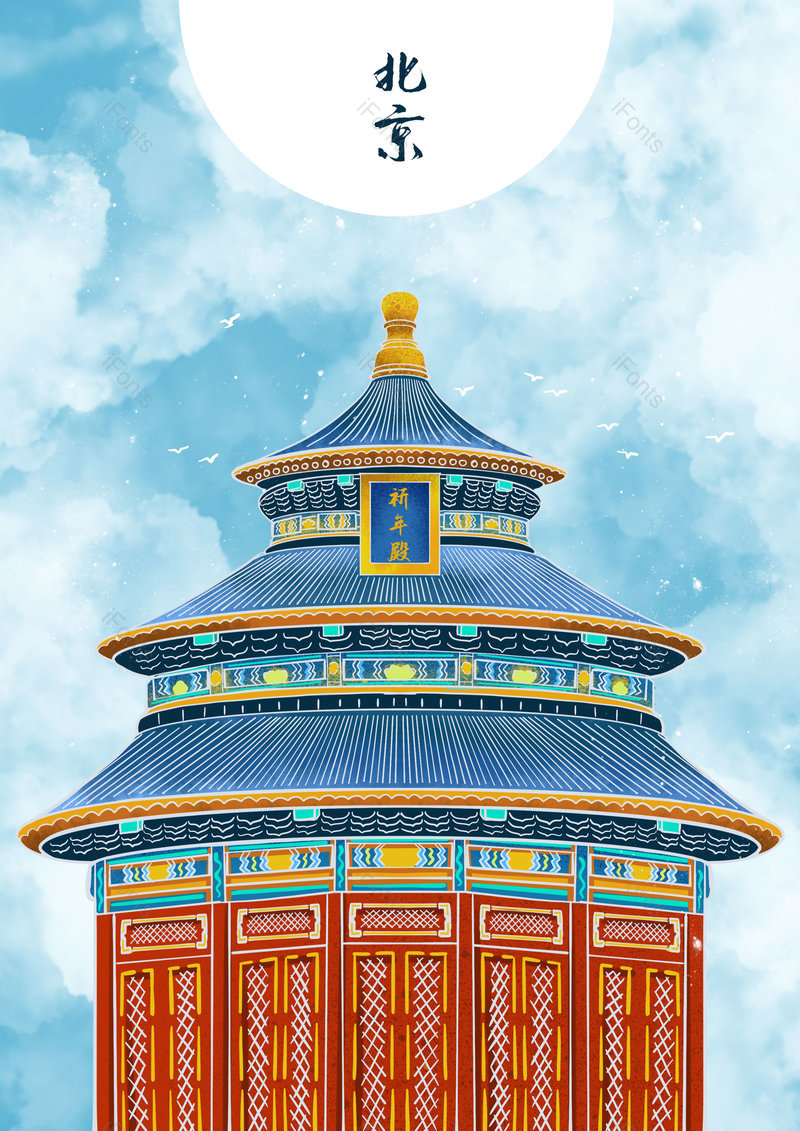 中国风国潮手绘建筑景点背景设计,插画/手绘图,插画/手绘图库,插画/手绘图下载,插画/手绘